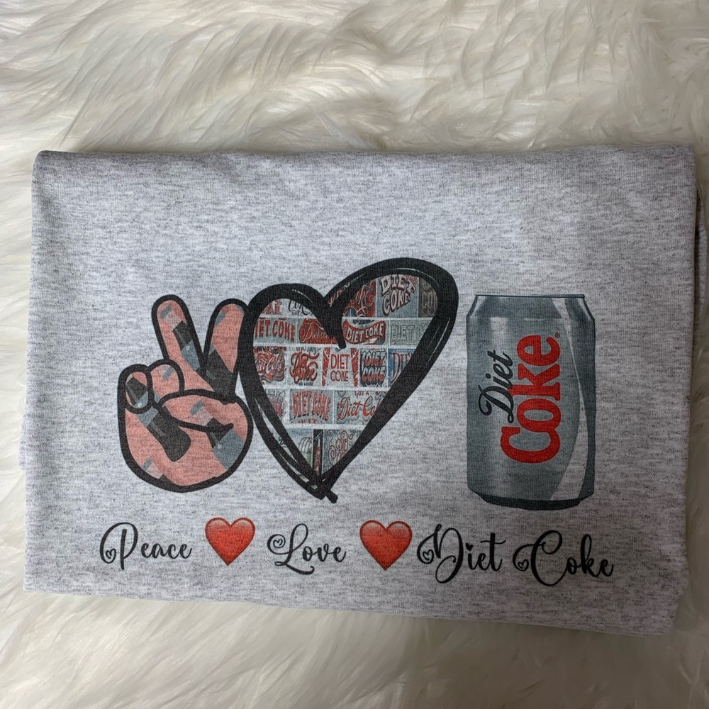 Brand new Unisex peace love Diet Coke tee shirt